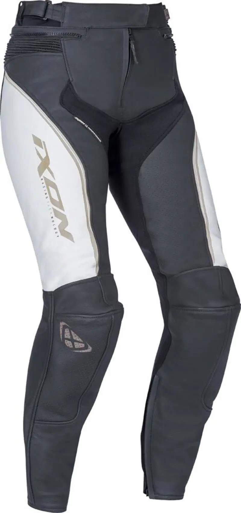 Pantaloni moto donna pelle Ixon TRINITY bianco ner