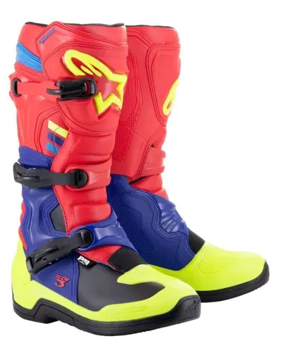 Stivali cross Alpinestars Tech 3 Rosso vivo Blu sc