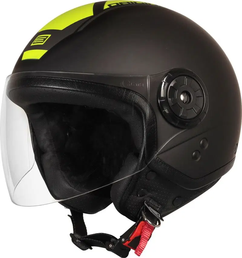 Casco jet Origine Neon Scoop Giallo Fluo Nero Opac 