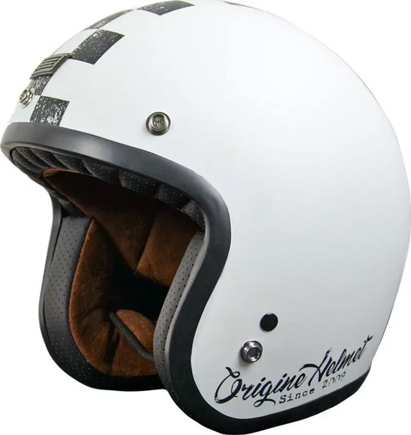 Casco jet Origine Primo Scacco Nero Opaco Bianco O 