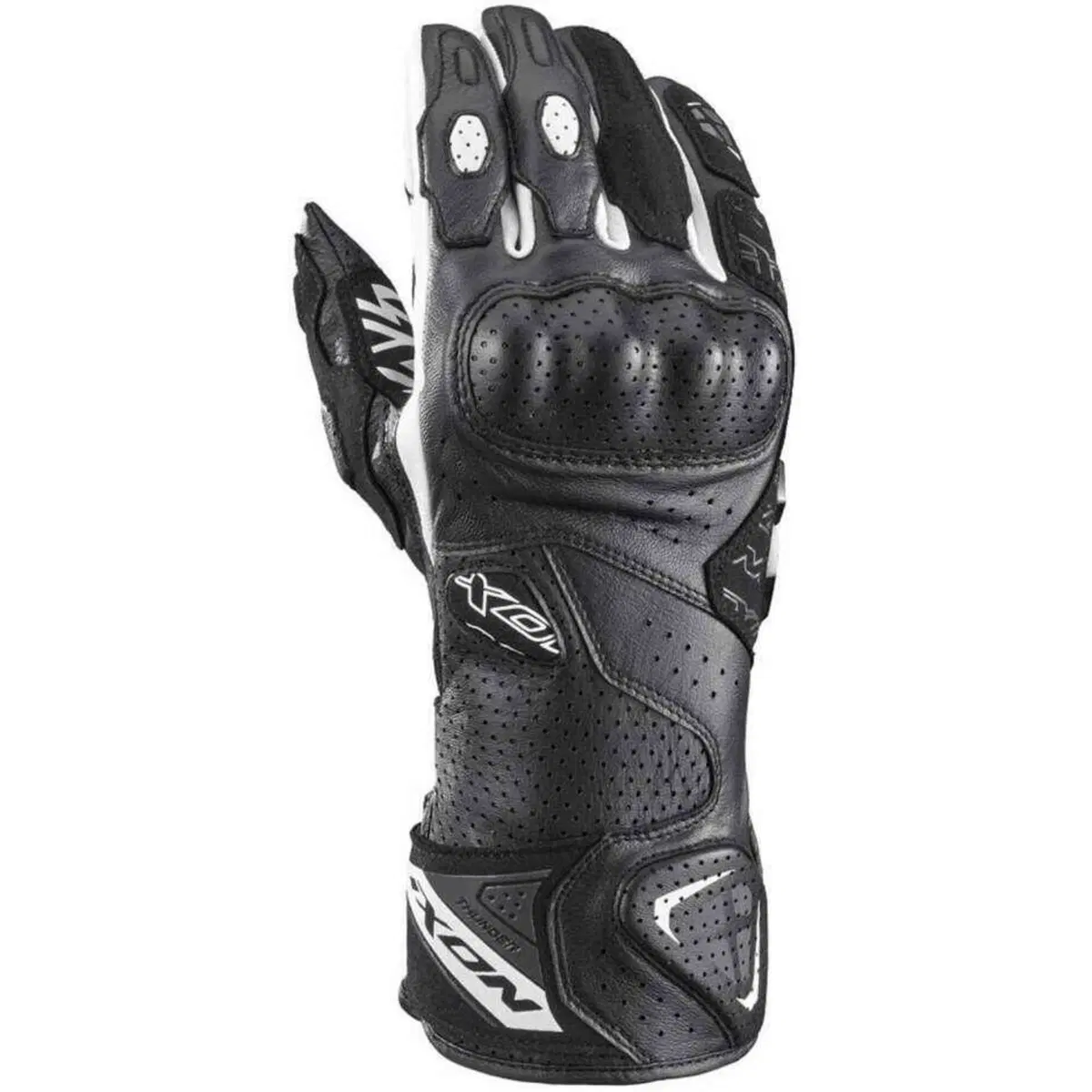 Guanti moto pelle estivo Ixon Thunder Air Nero Bia