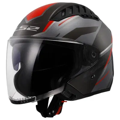 Casco Jet Ls2 Of600 Copter 2 Diston grigio rosso