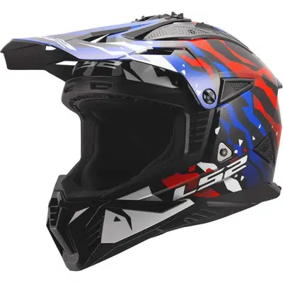 Casco Cross LS2 MX708 Fast II Grotesk Bianco Blu R