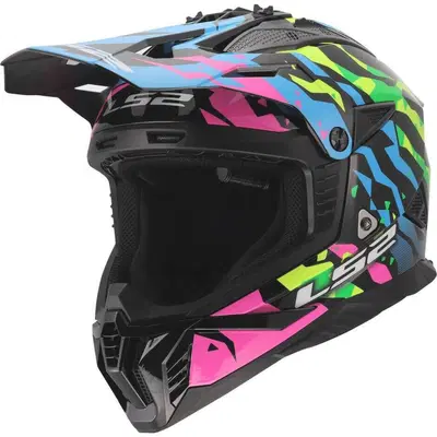 Casco Cross LS2 MX708 Fast II Grotesk Blu Rosa Ver
