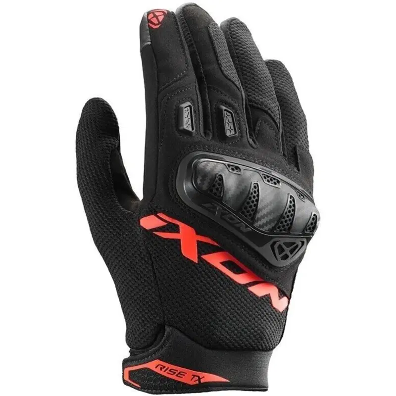 Guanti Moto Estivi Ixon Rise TX Nero Rosso Brillan