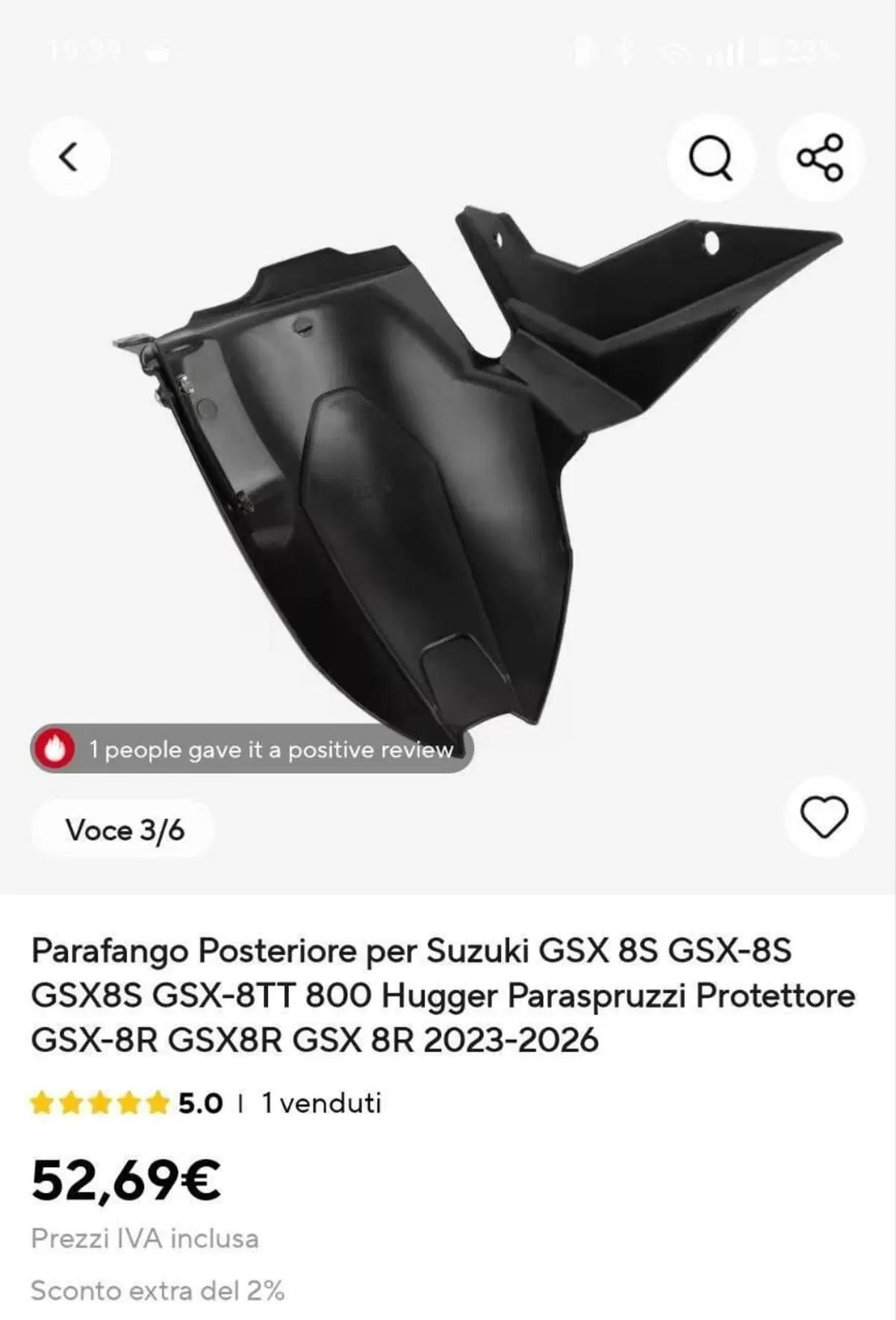Parafango posteriore hugger Suzuki GSX-8S / GSX-8R (3)