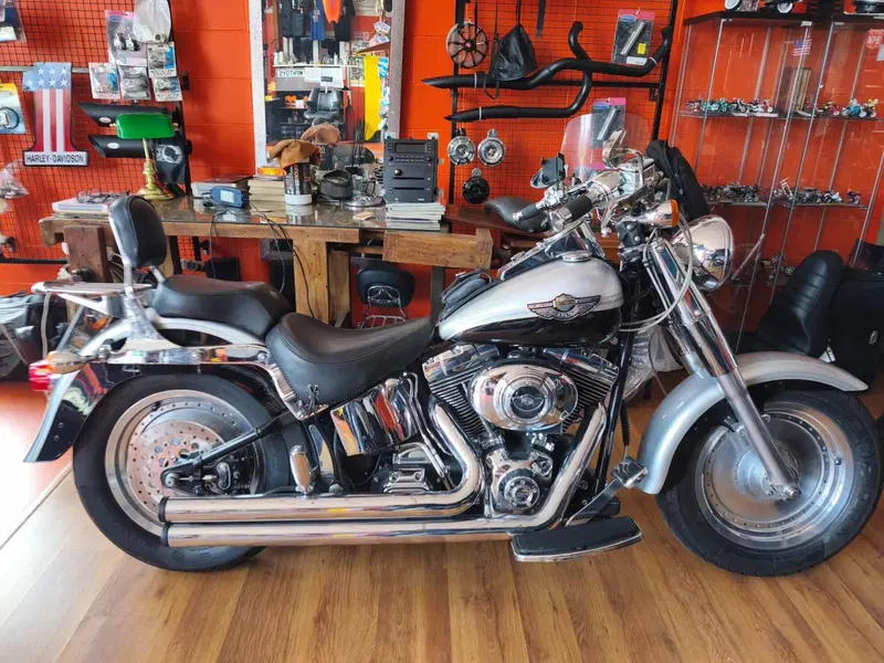 Harley-Davidson Fat Boy anniversario 100 anni bi-color argento e nero
