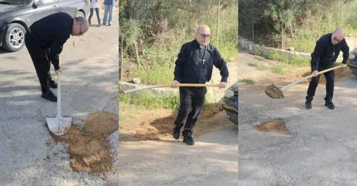 Parroco "asfaltatore" a Caltanissetta: pala e bitume per sfidare l'abbandono