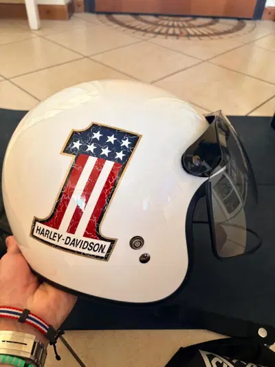 Casco Harley-Davidson originale bianco con visiera Bell