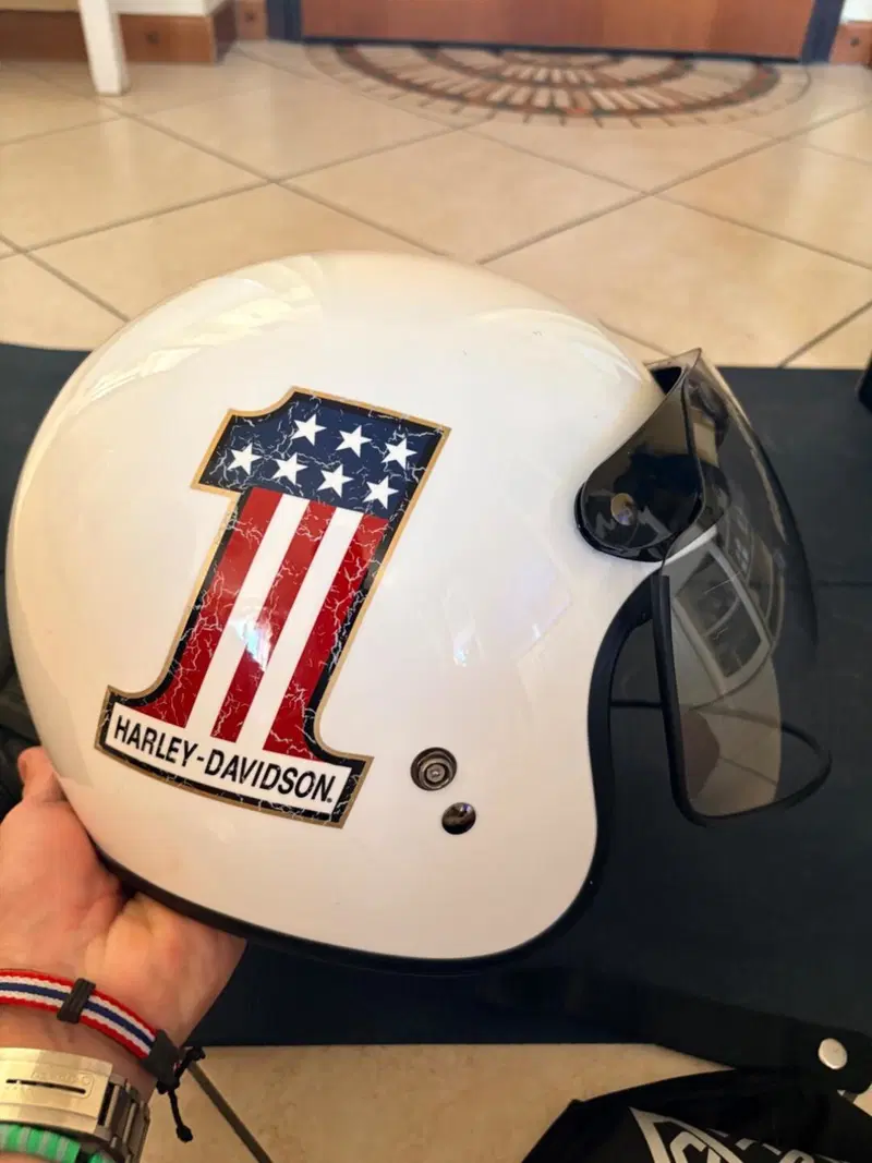Casco Harley-Davidson originale bianco con visiera Bell