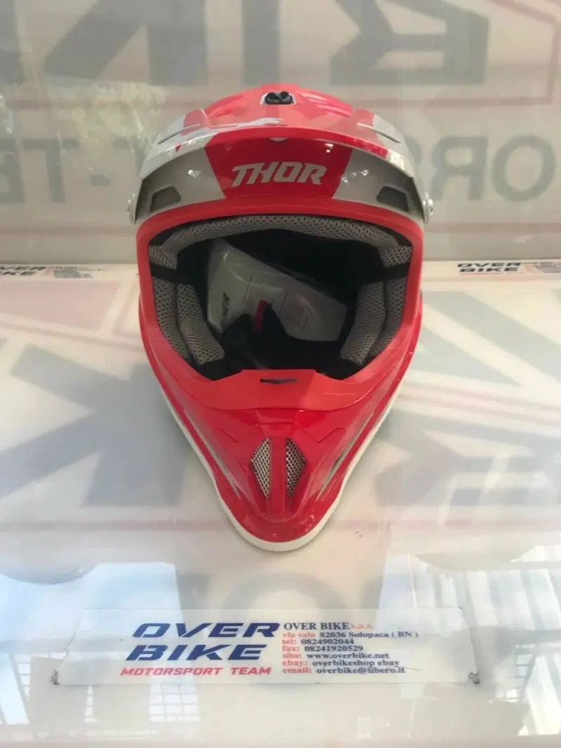 Casco Thor Sector Shear Cross Enduro Rosso Grigio (2)