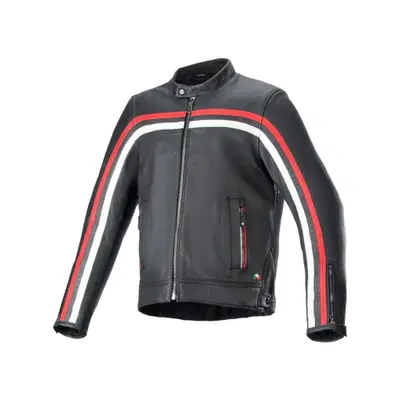 Giacca moto pelle Alpinestars DYNO Nero Rosso ruby