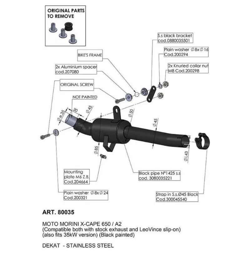 Raccordo elimina catalizzatore LeoVince per MOTO M