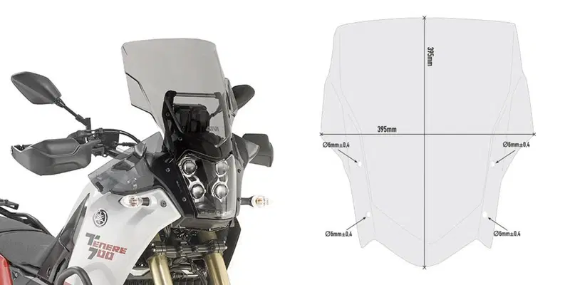 Cupolino fumè Givi D2145S per YAMAHA Tenerè 700 da