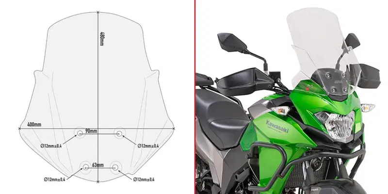 Cupolino maggiorato Givi D4121ST per KAWASAKI Vers