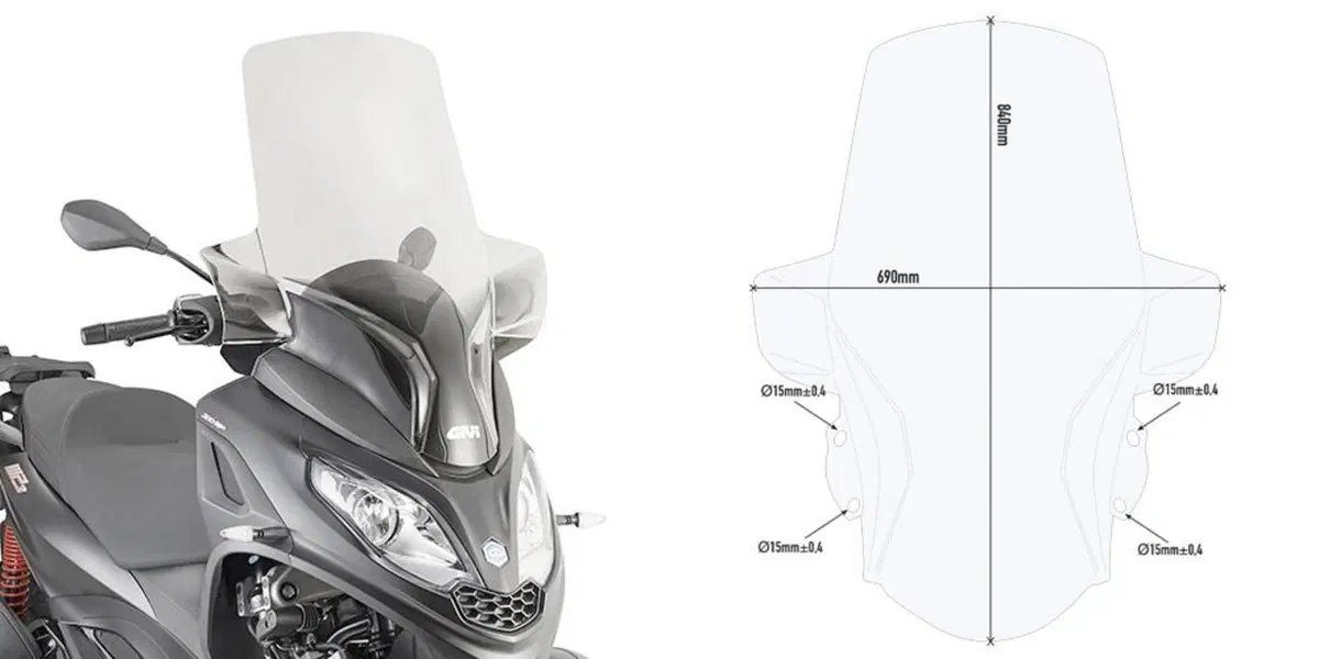 Parabrezza alto Givi D5614ST PIAGGIO MP3 HPE 400 (