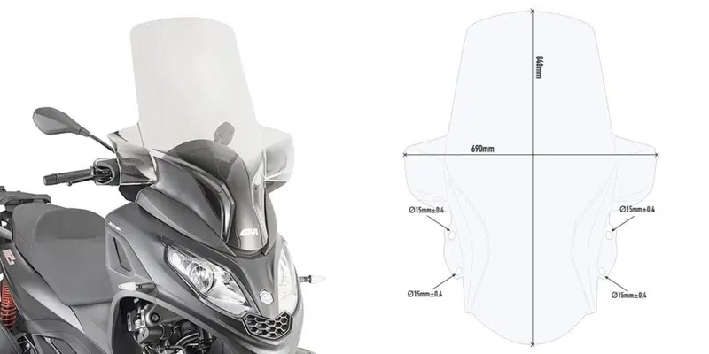 Parabrezza alto Givi D5614ST PIAGGIO MP3 HPE 400 (