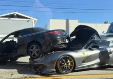 Ferrari 812 Competizione Aperta: una delle 599 si schianta a Malibu contro una Mercedes Classe E
