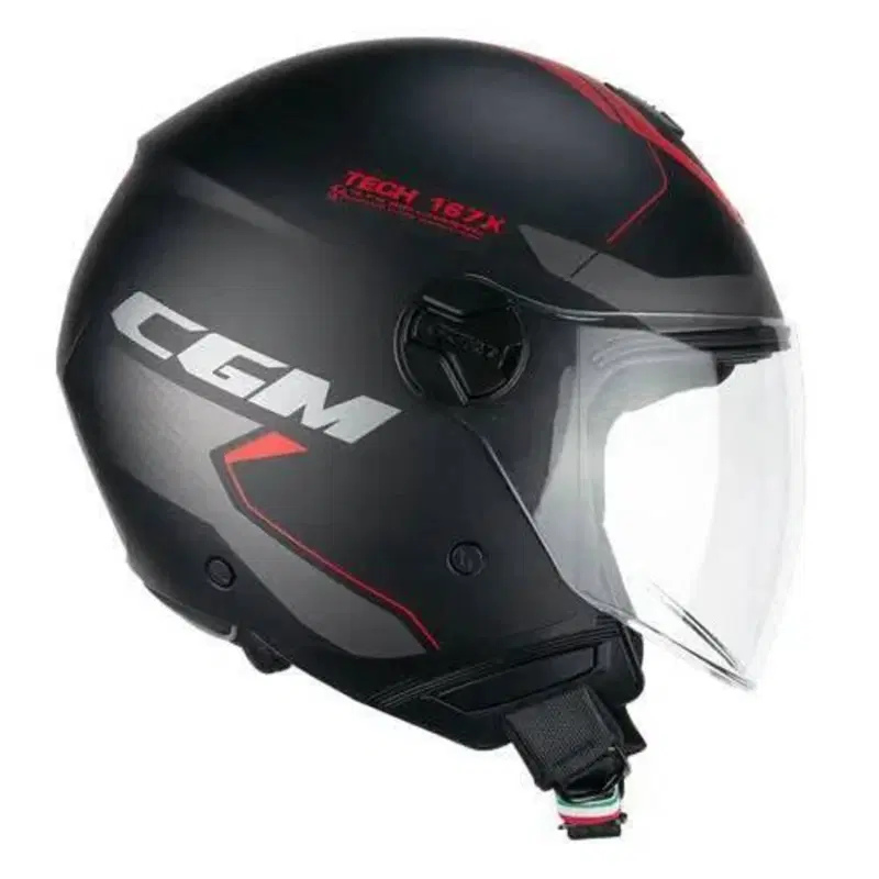Casco CGM 167X FLO TECH Nero Rosso Matt Taglia L (2)