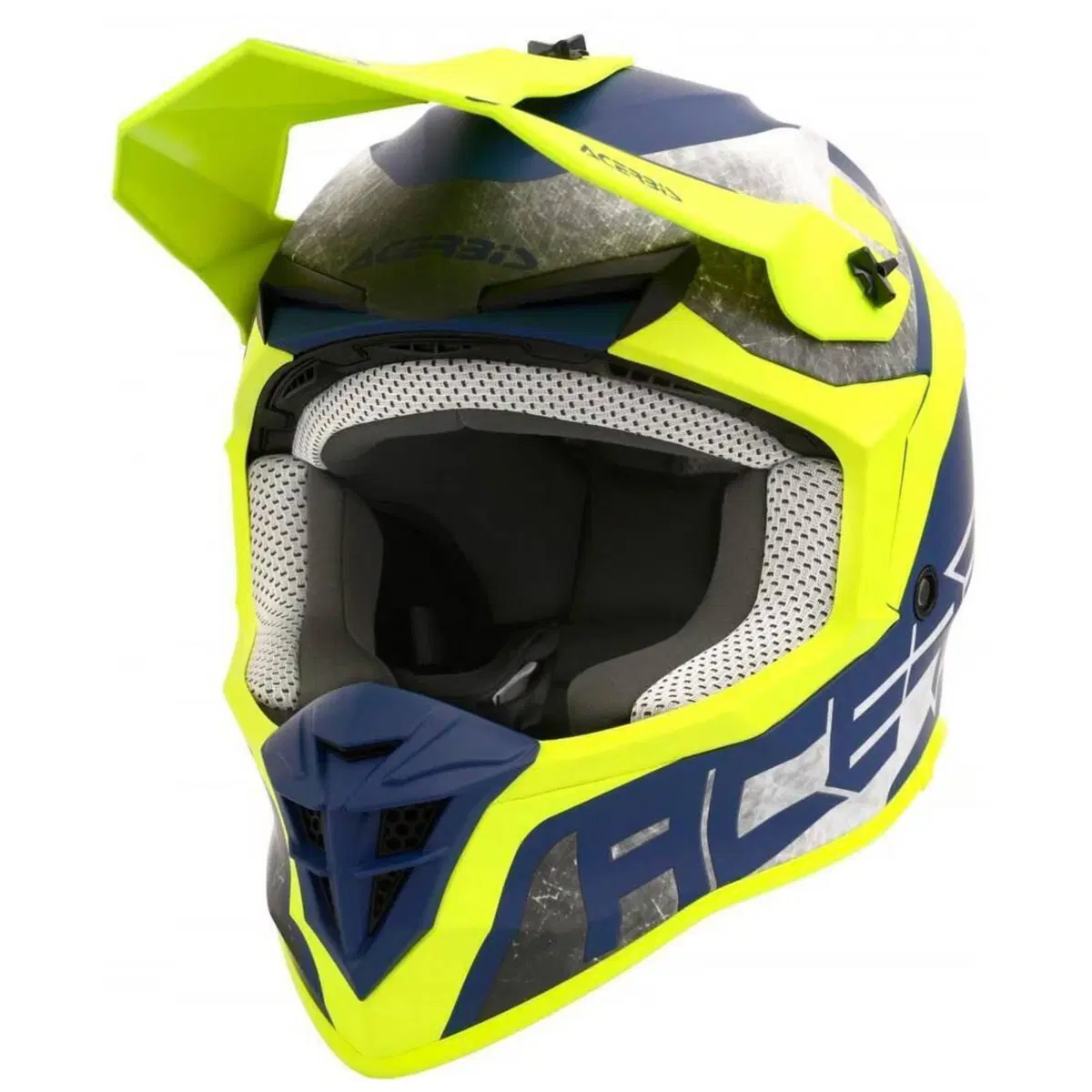 Casco Cross Acerbis Linear Blu Giallo Fluo S
