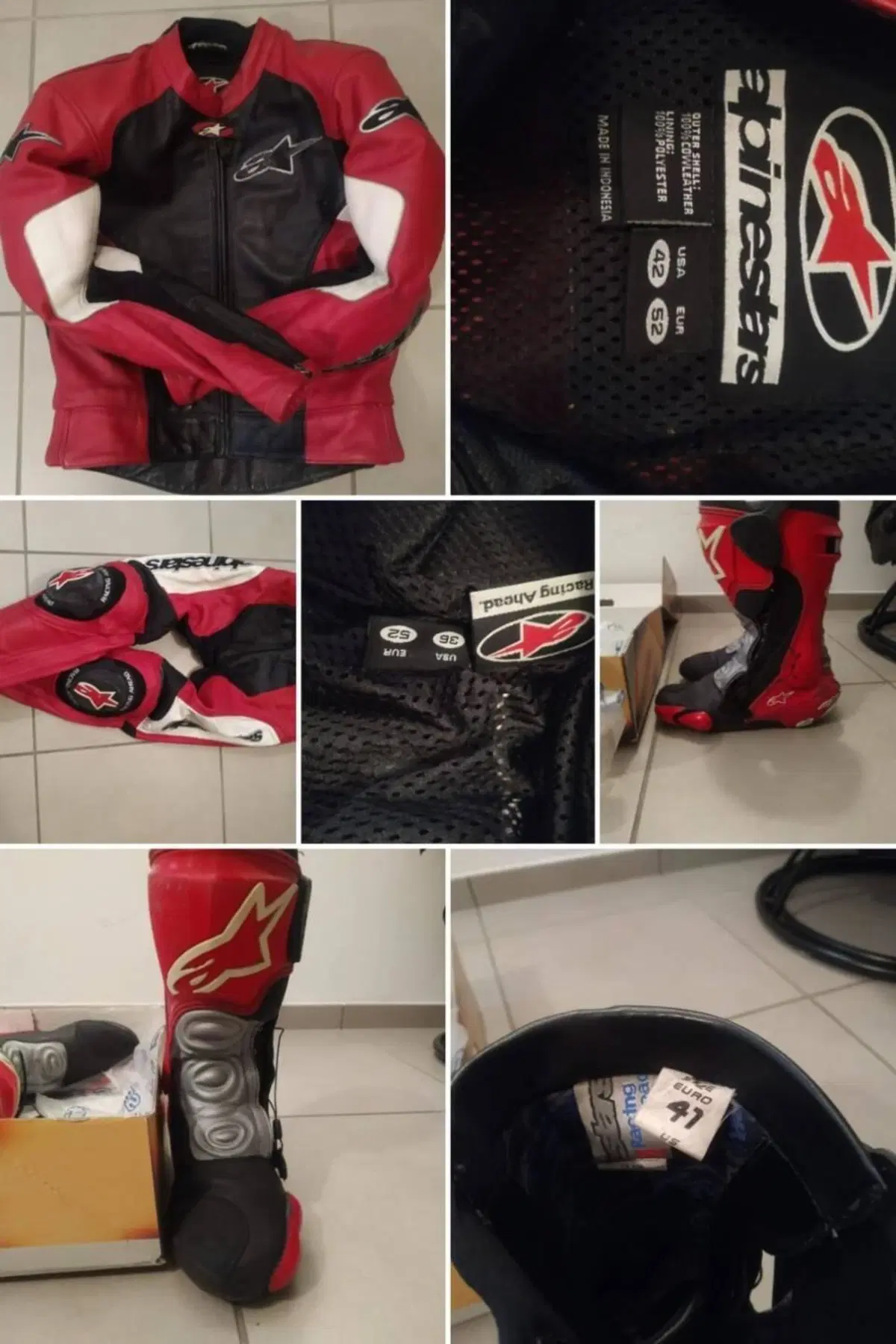 Vendo tuta due pezzi + stivali , compresi di prote Alpinestars