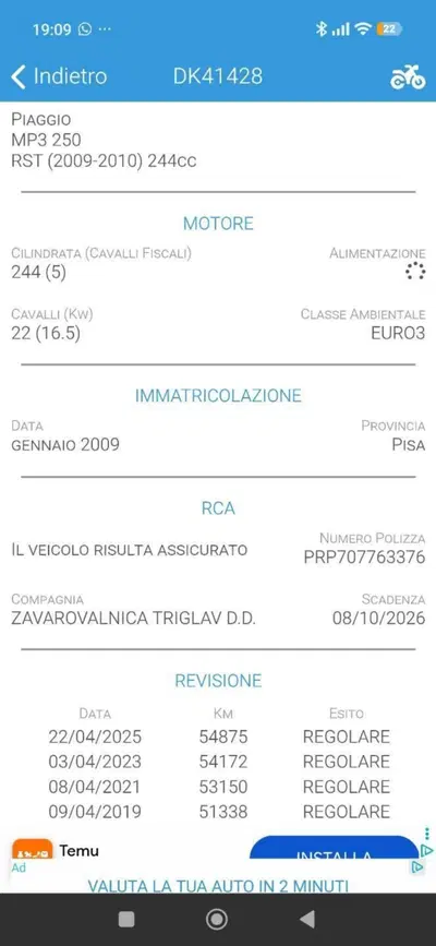Piaggio MP3 250 i.e. usata