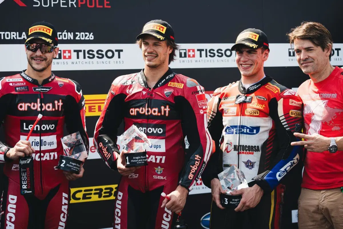 SBK 2026. GP d&rsquo;Aragona. Nicol&ograve; Bulega in pole position al Motorland [GALLERY]