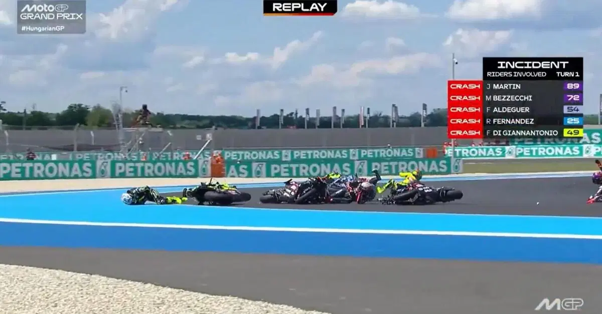 MotoGP 2026. GP di Ungheria a Balaton. Jorge Martin punito con un doppio long lap penalty dopo l'incidente in partenza [VIDEO]