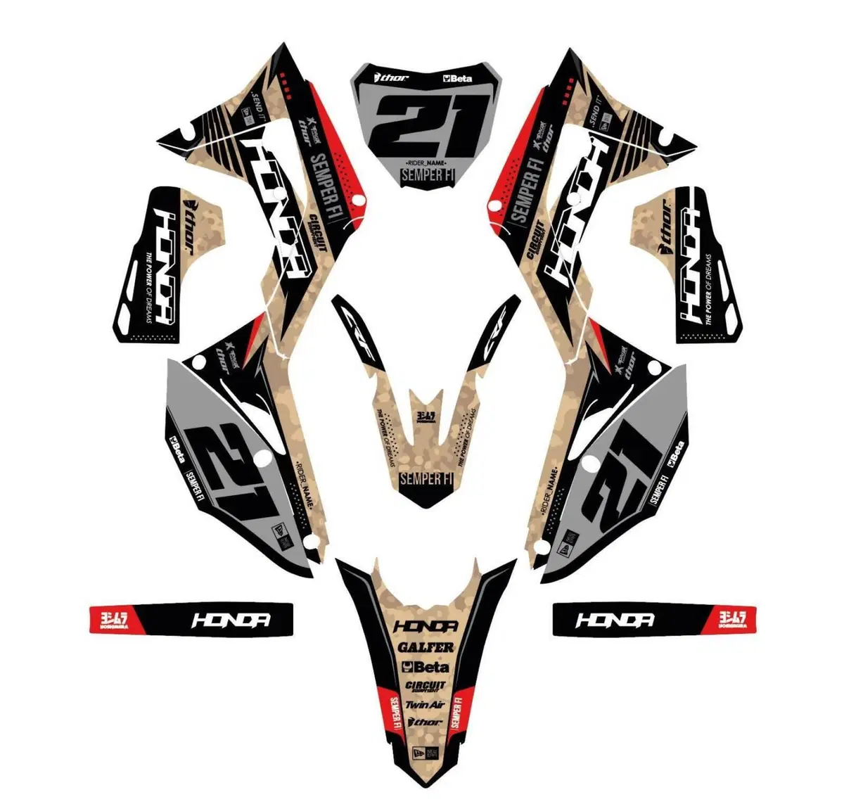 Kit Grafiche Honda Semper CRF250 CRF450 18-21 Evolution Mx Graphics