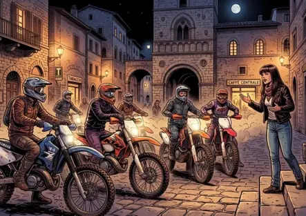Le moto da cross disturbano il paese di notte. La sindaca psicologa scende in strada e parla con i ragazzi