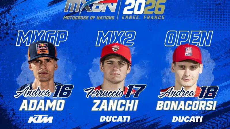 Adamo, Zanchi e Bonacorsi: svelata la formazione che difender&agrave; il tricolore al Motocross delle Nazioni 2026