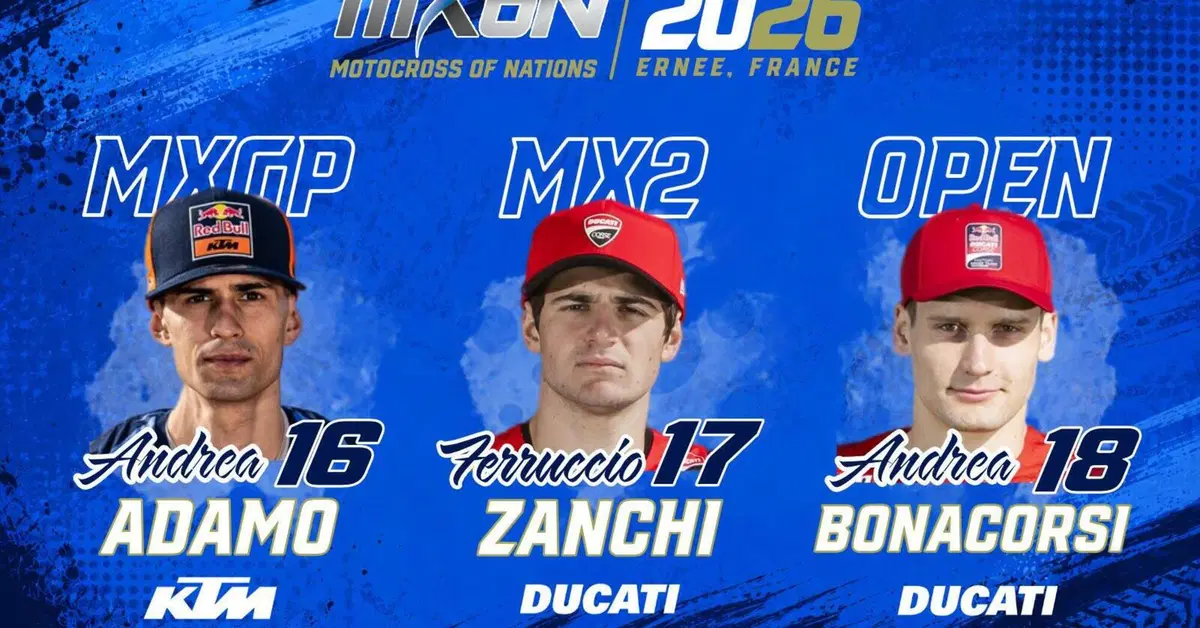 Adamo, Zanchi e Bonacorsi: svelata la formazione che difender&agrave; il tricolore al Motocross delle Nazioni 2026