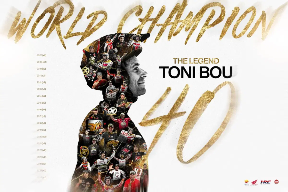 Quaranta e non li dimostra (ma Toni Bou di anni ne ha 39, 40 sono i Mondiali “ad oggi”)!