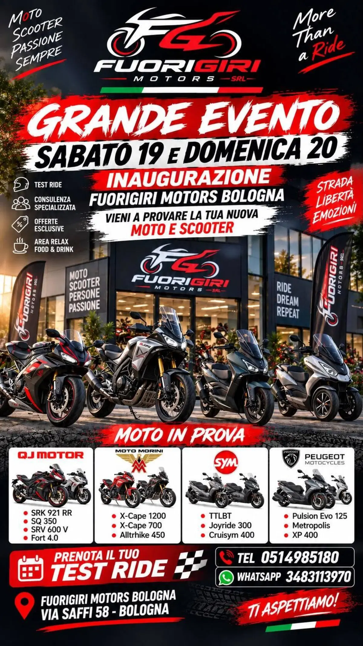 Sabato 19 e domenica 20 inaugura a Bologna la nuova sede di Fuorigiri Motors