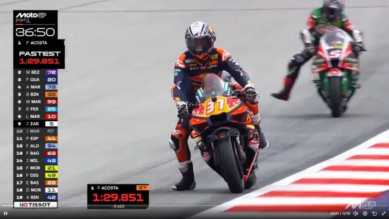 MotoGP, FP1: sorpresa KTM in Austria, Acosta-Pol Espargaro davanti a tutti, Bagnaia 18° [CLASSIFICA]