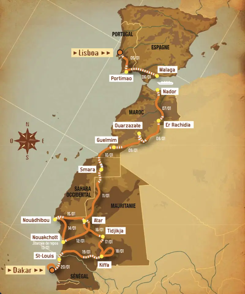 Il percorso della Dakar 2008, poi annullata