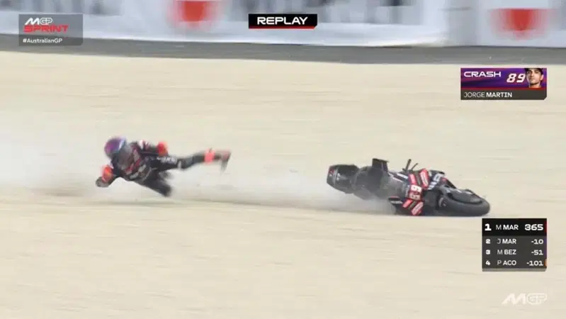 MotoGP, brutto incidente per Jorge Martin nella Sprint di Phillip Island, ci sono fratture, è unfit - IN AGGIORNAMENTO [VIDEO]