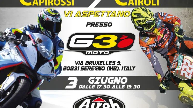 Airoh: Cairoli e Capirossi ospiti da 3G Moto