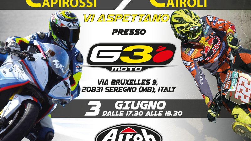 Airoh: Cairoli e Capirossi ospiti da 3G Moto